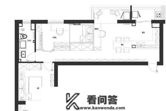 创新79㎡手枪户型老房，古板规划变得时髦大气，文艺北欧风更温馨