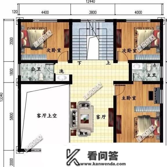 简欧气概设想的两栋别墅，户型一客厅挑空带堂屋，第二栋建在广东
