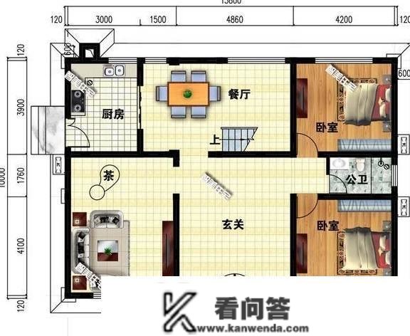 13.8×10米简欧别墅，内设8间卧室，简单大方还适用