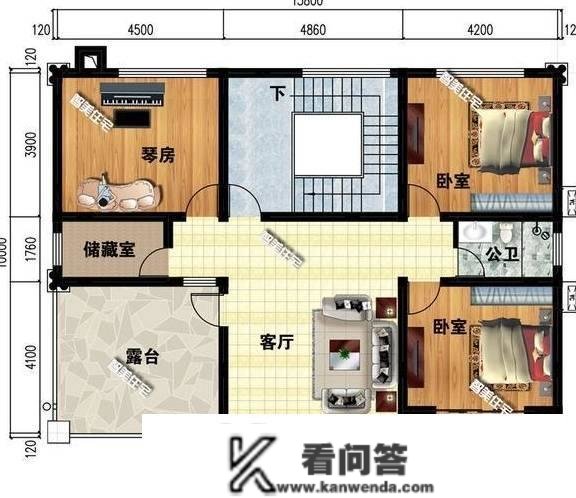 13.8×10米简欧别墅，内设8间卧室，简单大方还适用