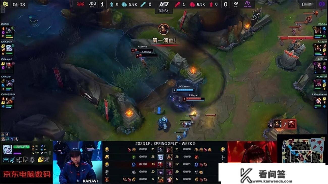 LOL-LPL：Kanavi蜘蛛节拍完美带飞三路，JDG有惊无险2-0击败RA