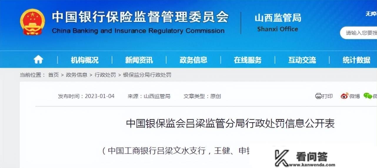 中国工商银行吕梁文水收行被罚30万 信誉卡办理不到位