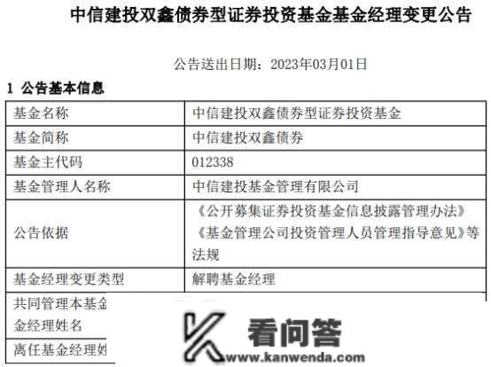 中信建投基金刘锋离任3只基金