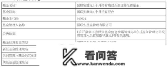 国联安基金4只混基增聘基金司理刘佃贵 林渌离任