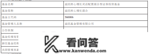 益民品量晋级益民核心增长增聘王勇 去年均跌超26%