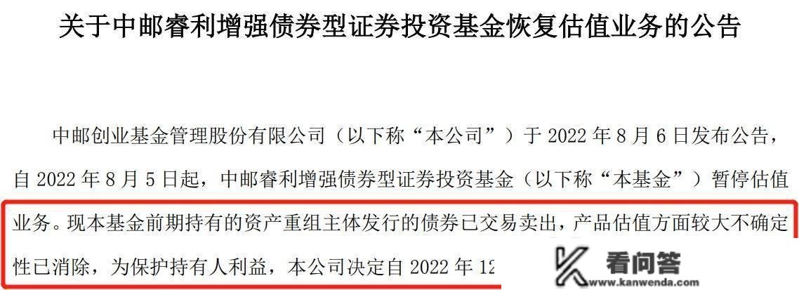 卖出违约债券恢复赎回营业 中邮睿利加强债净值跌7成