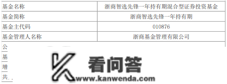 浙商智选前锋一年持有期增聘平舒宇 成立以来吃亏24%