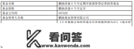 鹏扬淳盈6个月定开增聘基金司理管悦