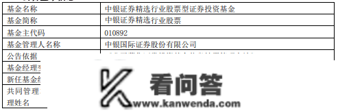 中银证券精选行业股票增聘基金司理林博程