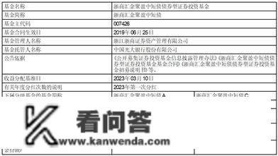 浙商汇金聚盈中短债债券型 证券投资基金2023年第一次分红通知布告