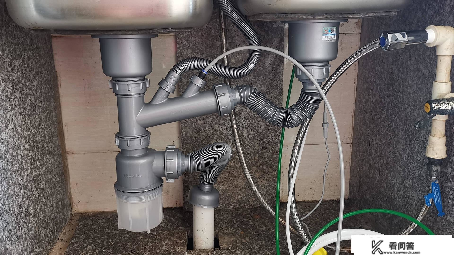 潜水艇多层防水双洗菜盆CSQ-12下水管套拆，彻底处理溢水问题