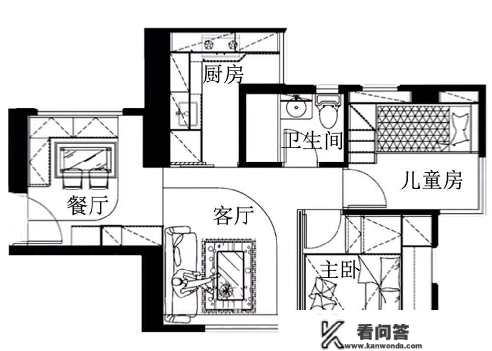 香港一家三口拆修40㎡小家：40年老房拆成两室两厅，要二胎也够住