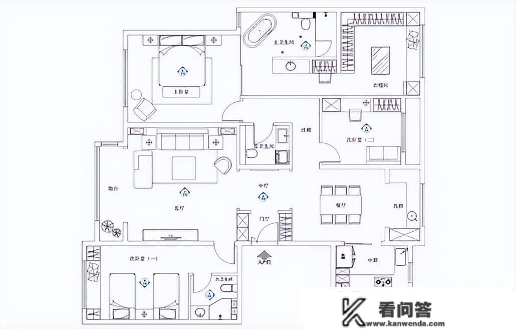 117平淡色调装点贵族灰，气量轻奢美式大宅主卧套间女生梦想