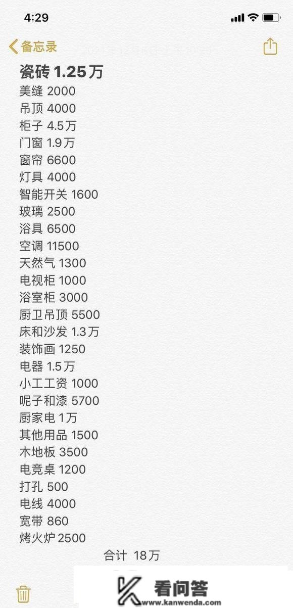 第一次拆修本身花了半年时间，良多都是网购的，到入住23万