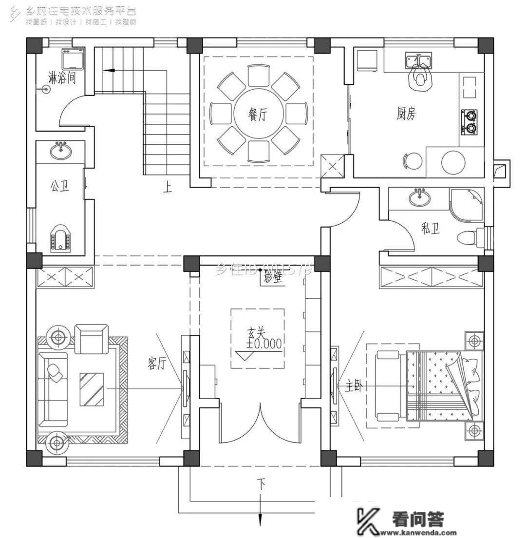 村落室第精选8款带天台别墅自建房设想图纸，在天台品茶赏景别有一番风味