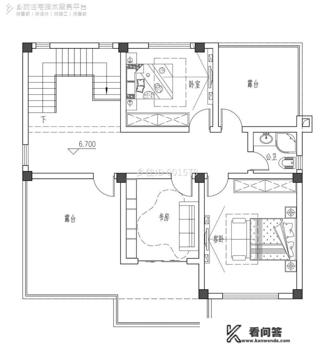 村落室第精选8款带天台别墅自建房设想图纸，在天台品茶赏景别有一番风味