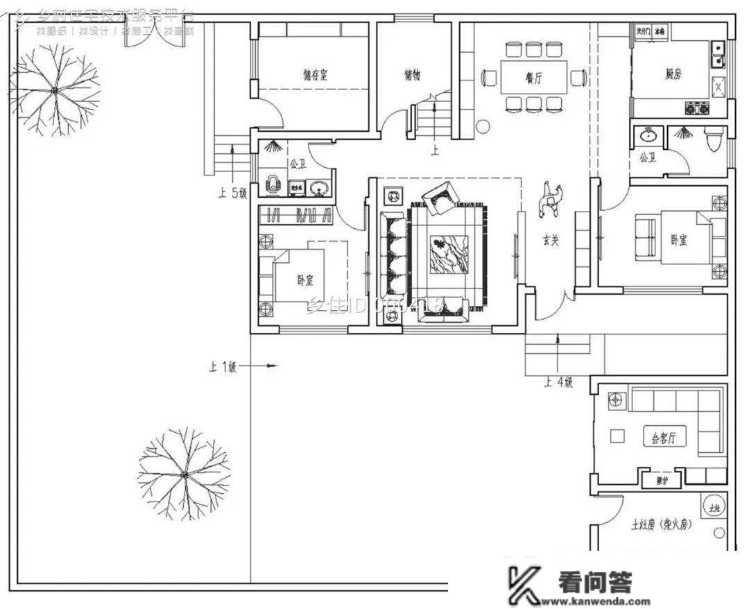 村落室第精选8款带天台别墅自建房设想图纸，在天台品茶赏景别有一番风味