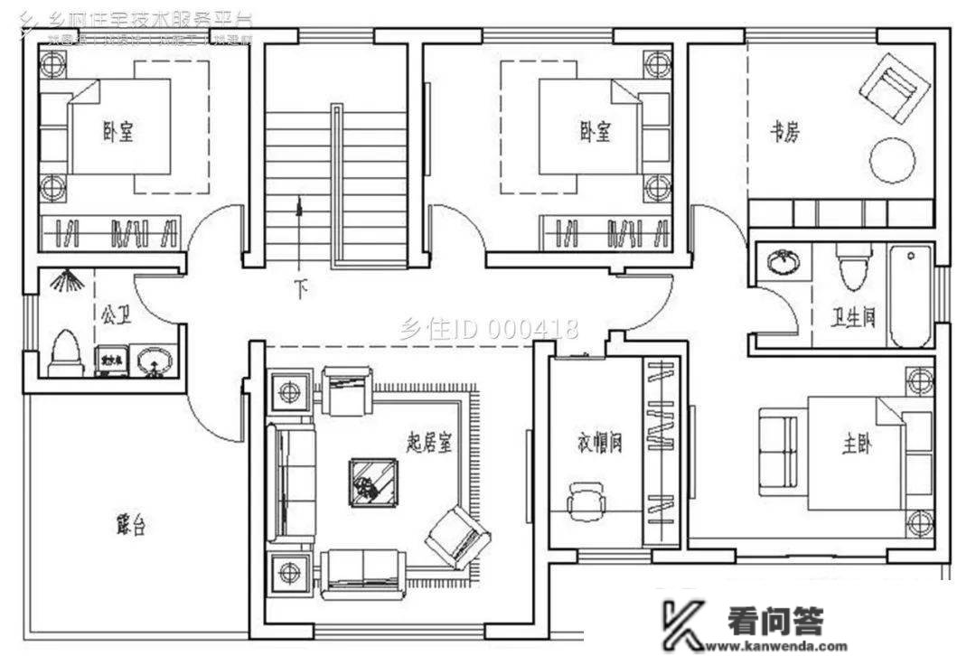 村落室第精选8款带天台别墅自建房设想图纸，在天台品茶赏景别有一番风味