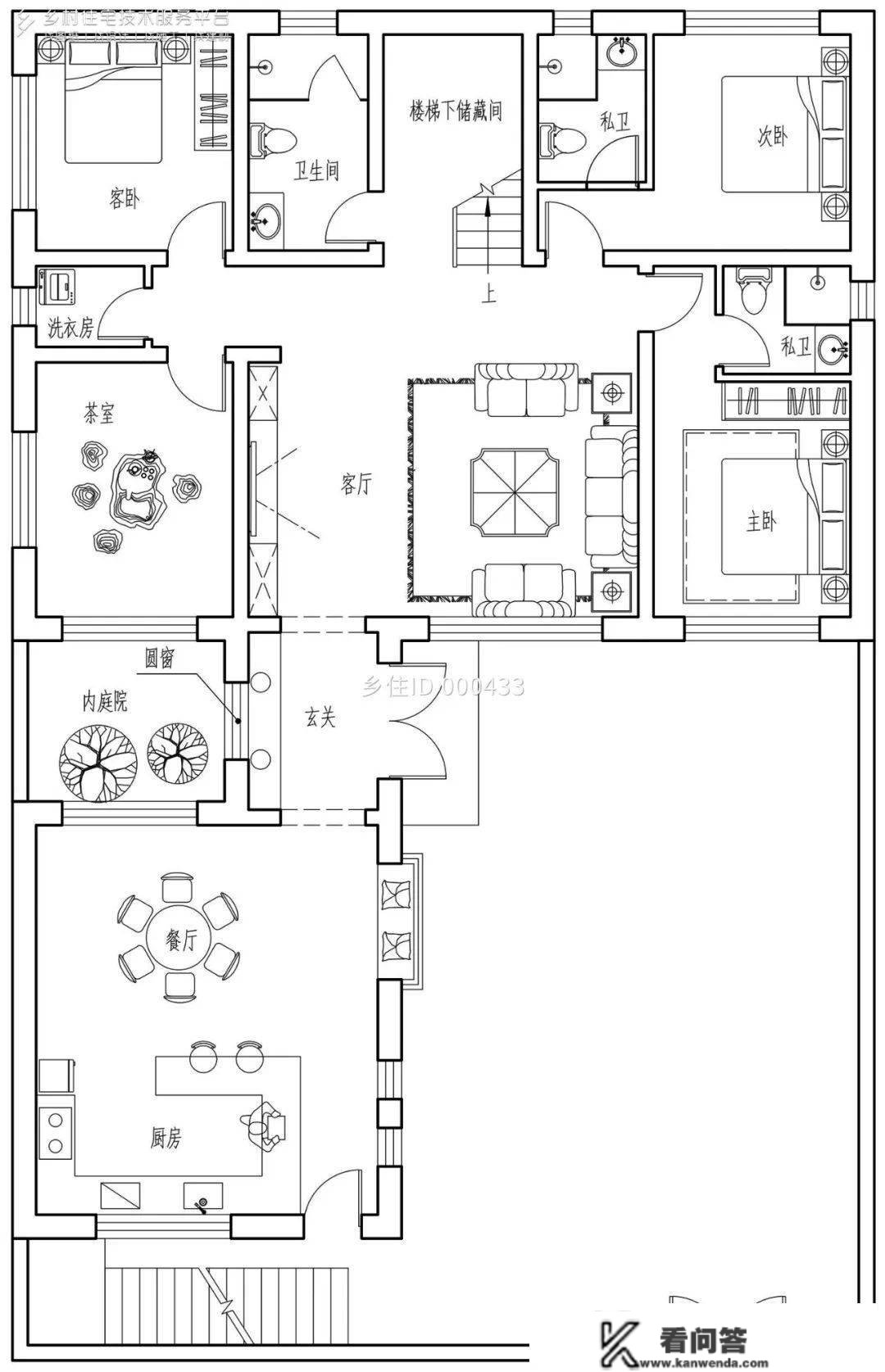 村落室第精选8款带天台别墅自建房设想图纸，在天台品茶赏景别有一番风味