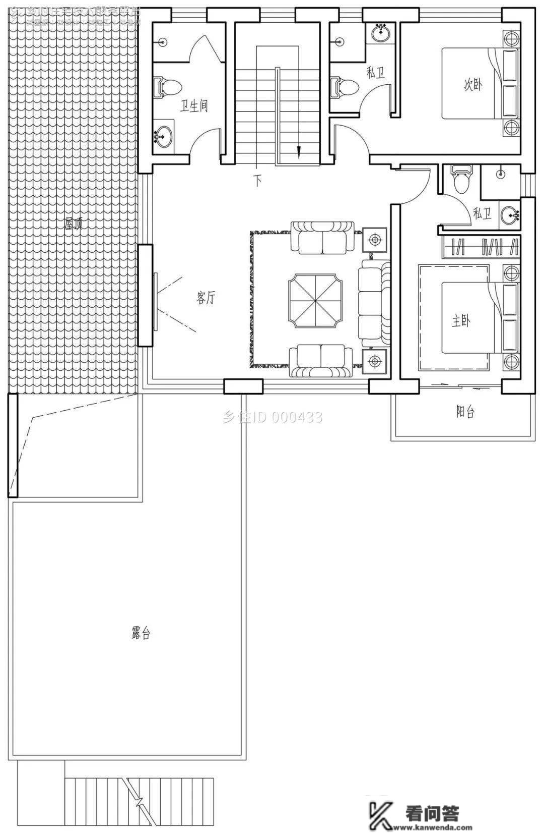 村落室第精选8款带天台别墅自建房设想图纸，在天台品茶赏景别有一番风味