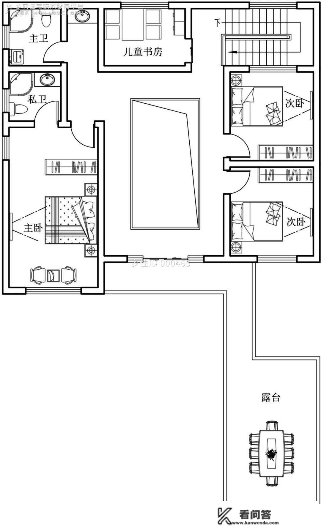 村落室第精选8款带天台别墅自建房设想图纸，在天台品茶赏景别有一番风味