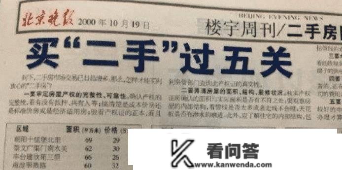 “网友发现一张2000年的报纸，各人感触感染下那会儿北京的房价！”