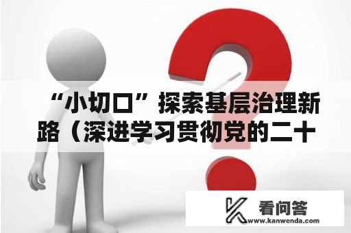 “小切口”探索基层治理新路（深进学习贯彻党的二十大精神）