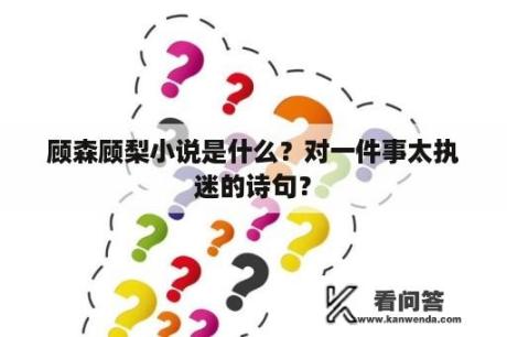 顾森顾梨小说是什么？对一件事太执迷的诗句？