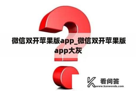  微信双开苹果版app_微信双开苹果版app大灰