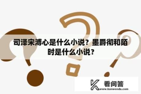 司泽宋溥心是什么小说？墨爵彻和陌时是什么小说？