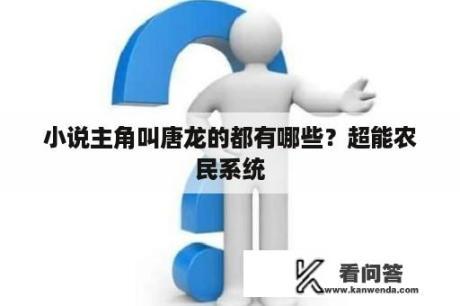 小说主角叫唐龙的都有哪些？超能农民系统