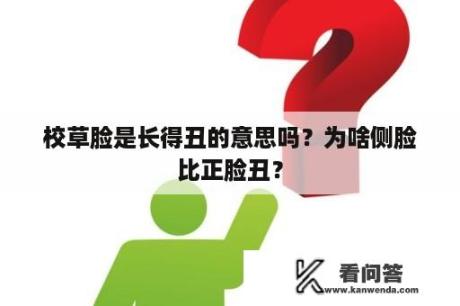 校草脸是长得丑的意思吗？为啥侧脸比正脸丑？