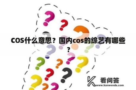 COS什么意思？国内cos的综艺有哪些？