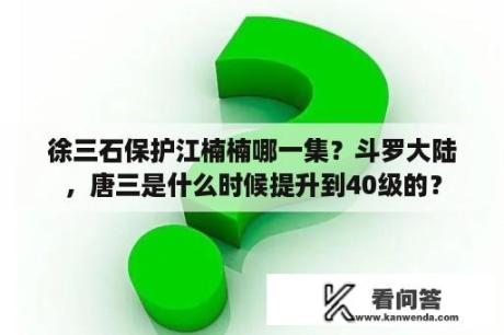 徐三石保护江楠楠哪一集？斗罗大陆，唐三是什么时候提升到40级的？