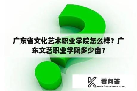 广东省文化艺术职业学院怎么样？广东文艺职业学院多少亩？