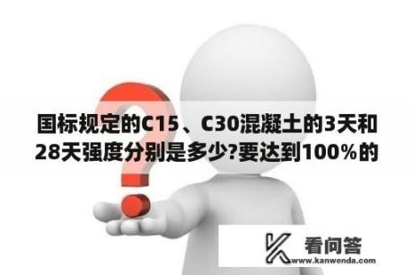 国标规定的C15、C30混凝土的3天和28天强度分别是多少?要达到100%的强度大概需要多长时间？28万存3个月定期利息多少？