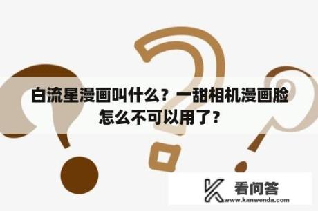 白流星漫画叫什么？一甜相机漫画脸怎么不可以用了？