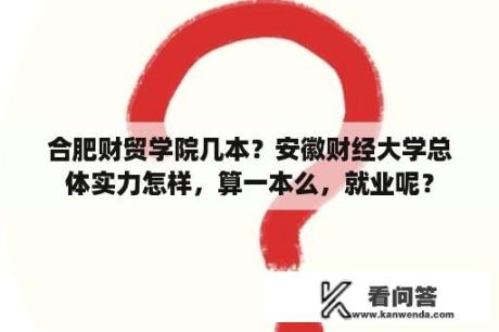 合肥财贸学院几本？安徽财经大学总体实力怎样，算一本么，就业呢？