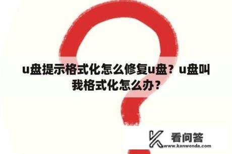 u盘提示格式化怎么修复u盘？u盘叫我格式化怎么办？