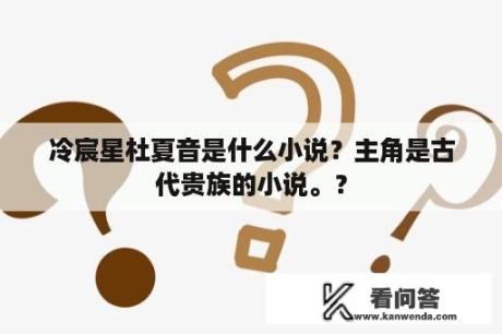 冷宸星杜夏音是什么小说？主角是古代贵族的小说。？