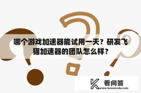 哪个游戏加速器能试用一天？研发飞猫加速器的团队怎么样？