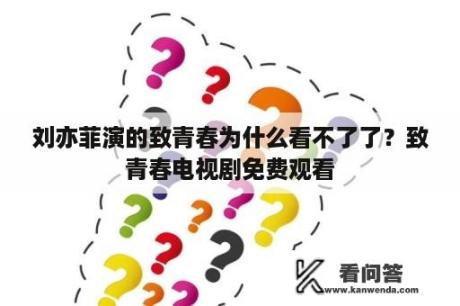 刘亦菲演的致青春为什么看不了了？致青春电视剧免费观看