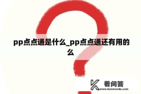  pp点点通是什么_pp点点通还有用的么