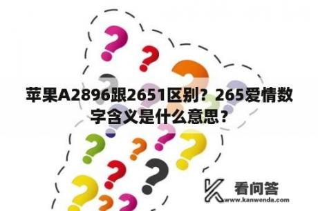 苹果A2896跟2651区别？265爱情数字含义是什么意思？