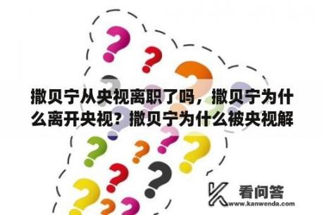 撒贝宁从央视离职了吗，撒贝宁为什么离开央视？撒贝宁为什么被央视解雇了