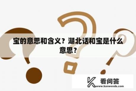 宝的意思和含义？湖北话和宝是什么意思？