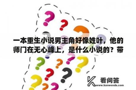 一本重生小说男主角好像姓叶，他的师门在无心峰上，是什么小说的？带邪四个字的玄幻小说？