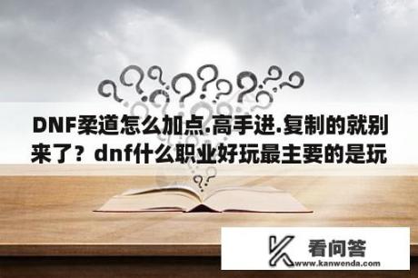 DNF柔道怎么加点.高手进.复制的就别来了？dnf什么职业好玩最主要的是玩不腻的刷图和PK斗厉害的？