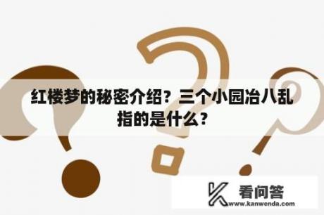 红楼梦的秘密介绍？三个小园冶八乱指的是什么？