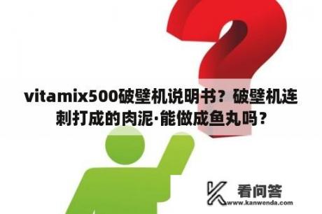 vitamix500破壁机说明书？破壁机连刺打成的肉泥·能做成鱼丸吗？